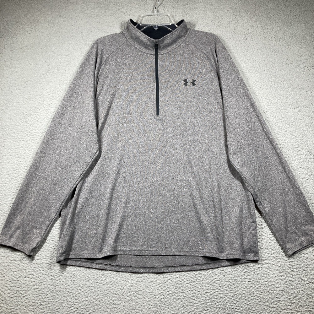 Under Armor Pullover Mens 2XL Gray Lightweight‎ 1/4 Zip Mock Neck Heat Gear